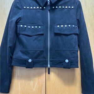 Dear John Black Studded Bomber Jacket